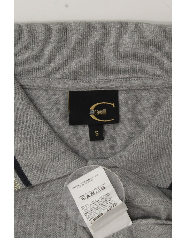 JUST CAVALLI Γυναικείο μακρυμάνικο μπλουζάκι πόλο UK 10 μικρό γκρι βαμβακερό