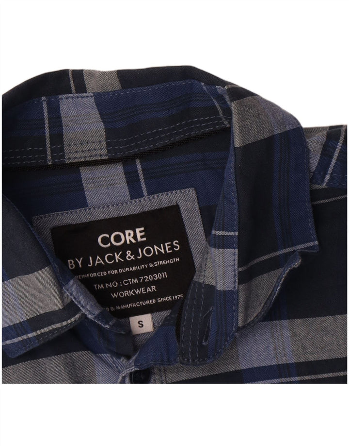 Ανδρικό πουκάμισο Jack & Jones, Βαμβακερό βαμβακερό σε μπλε ναυτικό