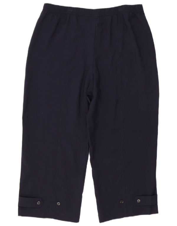 Zara Womens Straight Capri Trousers XL W38 L24 Navy Blue Viscose