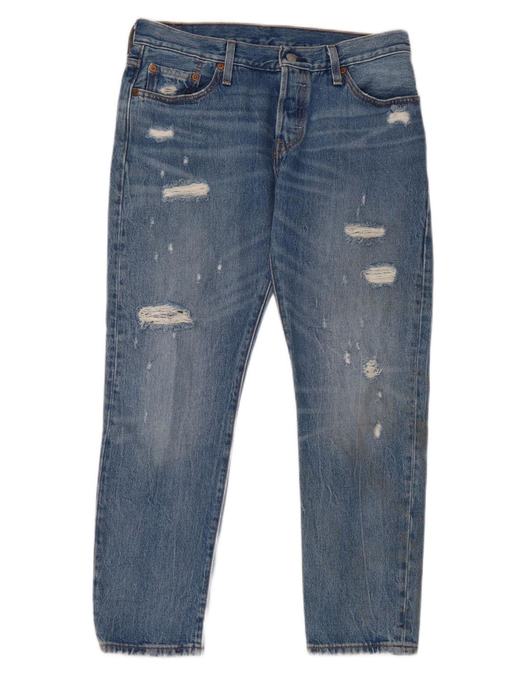 Levi's Womens 501 Distressed Straight Jeans W28 L32 Μπλε βαμβακερό