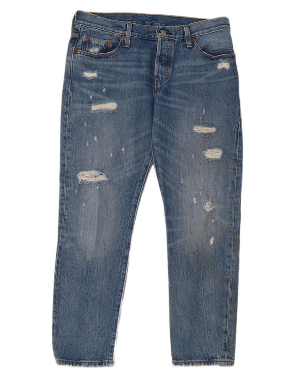 Levi's Womens 501 Distressed Straight Jeans W28 L32 Blue Cotton