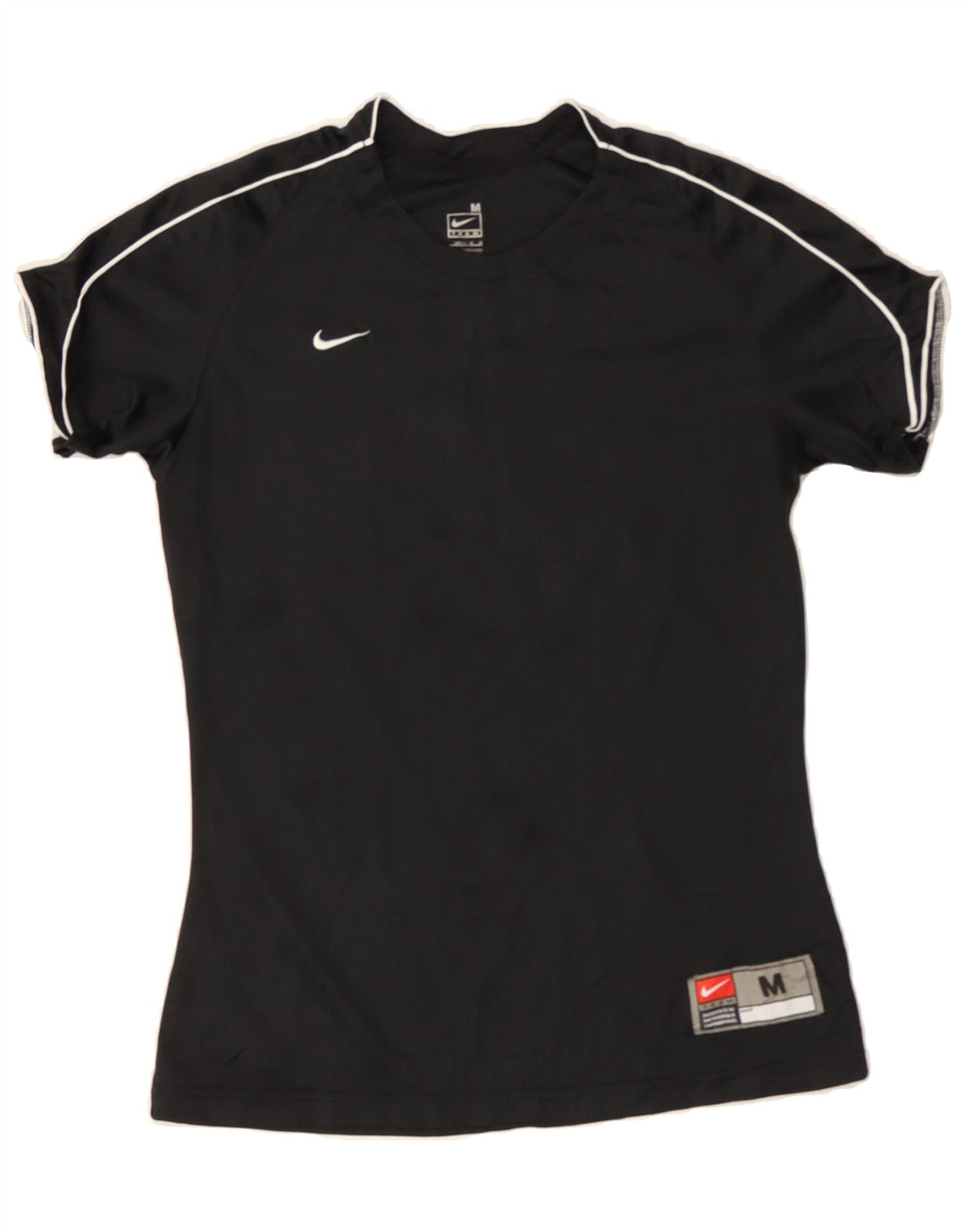 NIKE Womens Graphic T-Shirt Top US 8/10 Medium Black Polyester Vintage Nike and Second-Hand Nike from Messina Hembry 