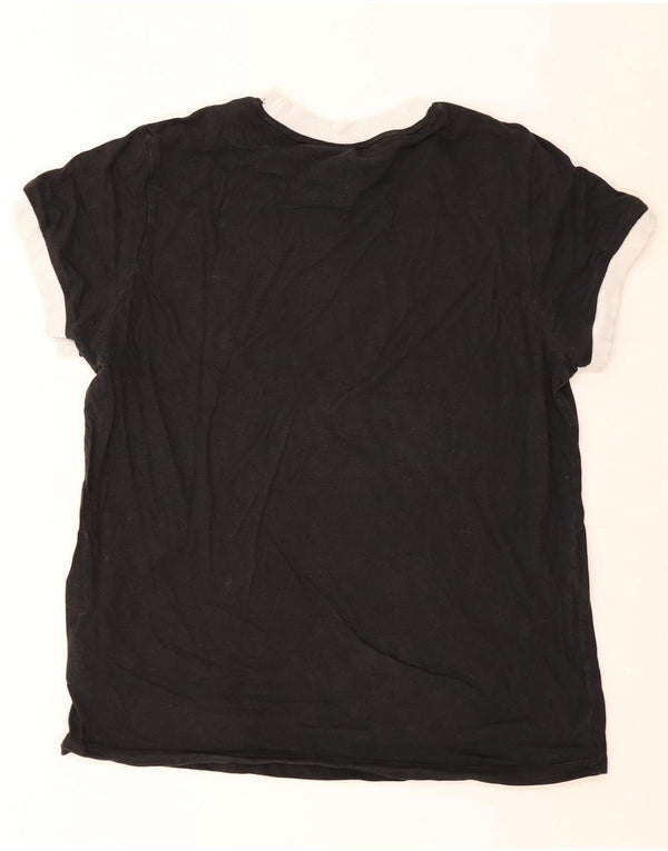 Adidas Γυναικείο T-Shirt Top UK 14 Large μαύρο βαμβακερό
