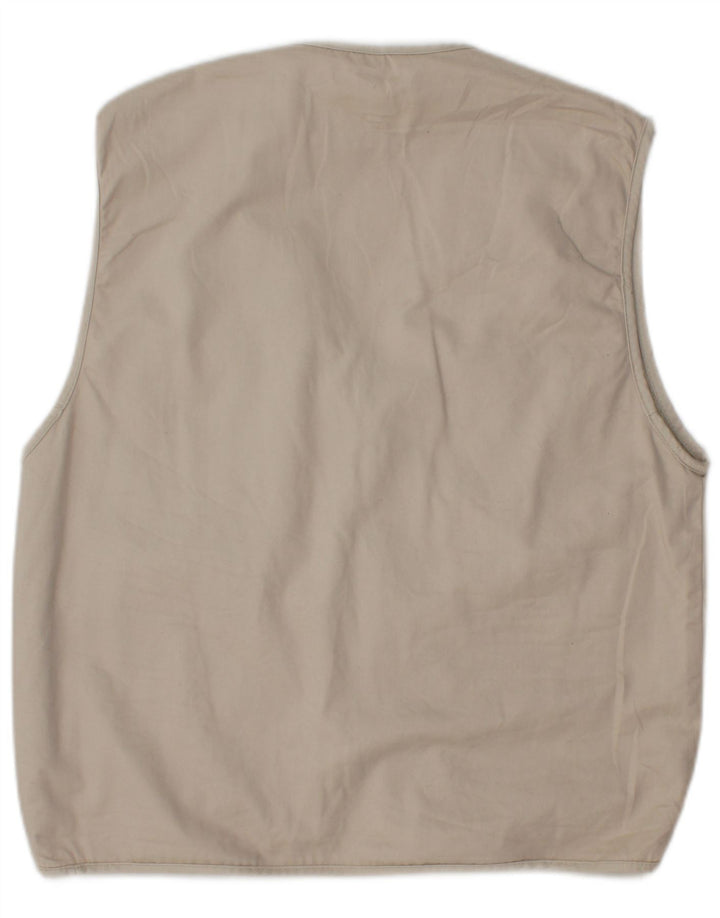 LANCELOT Mens Utility Gilet UK 38 Medium Off White Cotton
