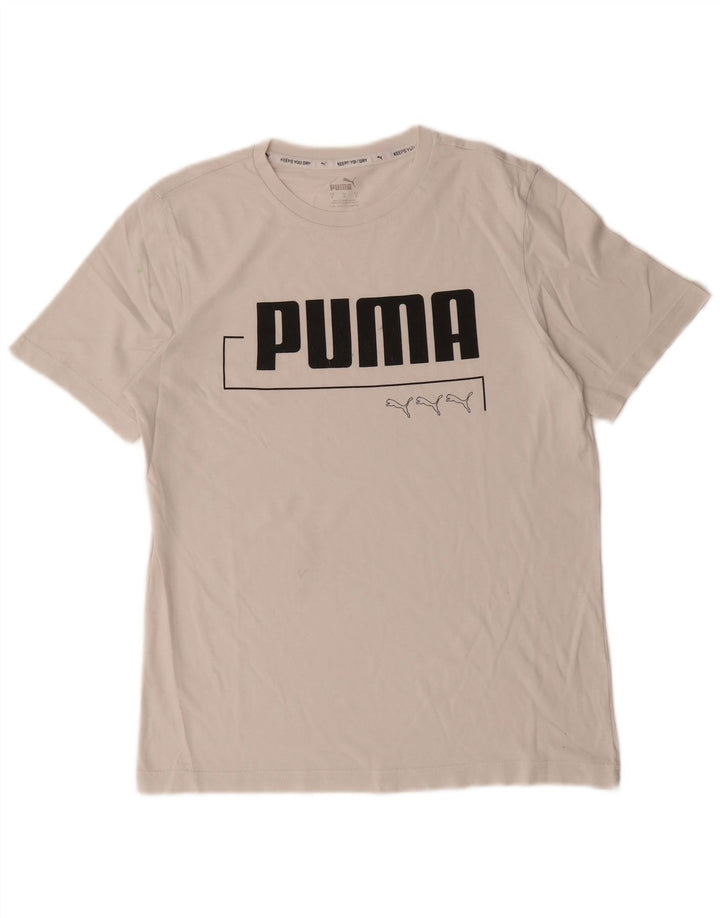 Ανδρικό γραφικό μπλουζάκι Puma, μικρό λευκό βαμβακερό