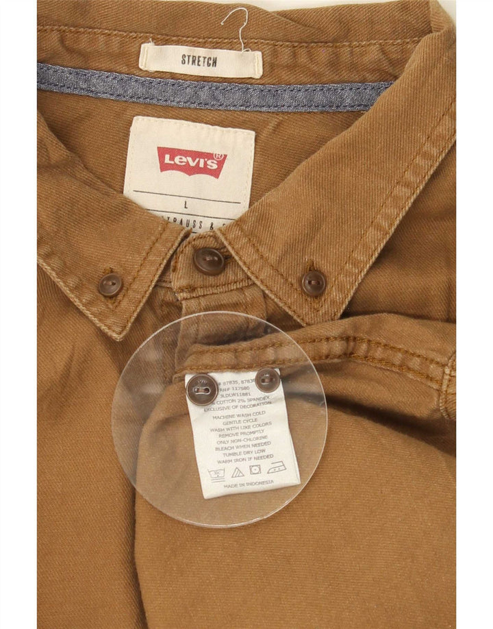 Ανδρικό Stretch πουκάμισο Levi's μεγάλο μπεζ βαμβακερό