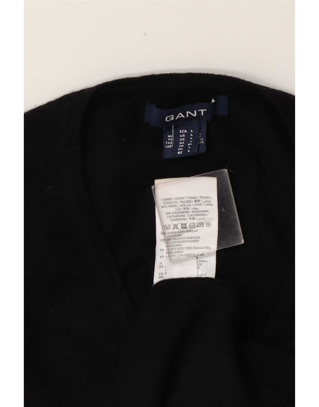 Γυναικείο πουλόβερ με λαιμόκοψη Gant UK 14 Large Black Wool