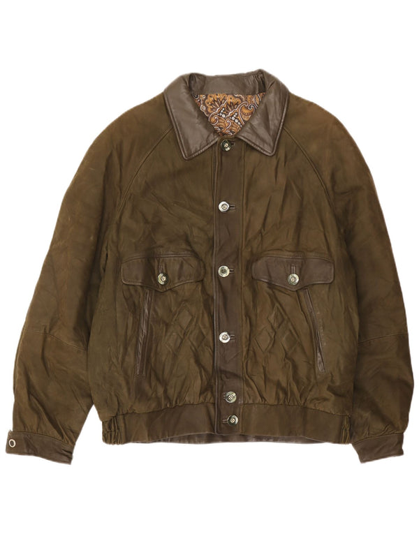 Vintage Ανδρικό Δερμάτινο Μπουφάν UK 42 XL Πράσινο