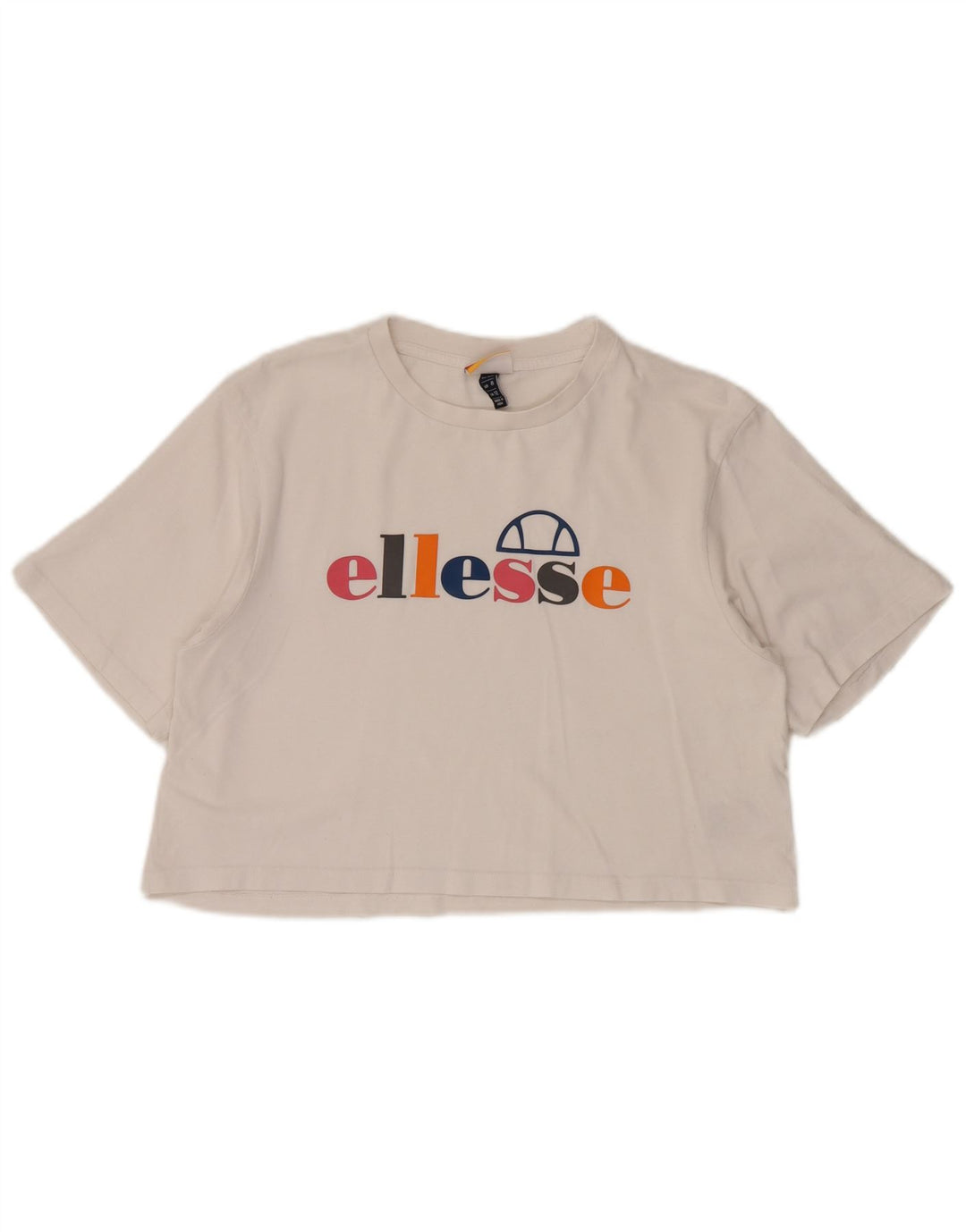 ELLESSE Γυναικείο Crop Graphic T-Shirt Top UK 12 μεσαίο λευκό βαμβακερό