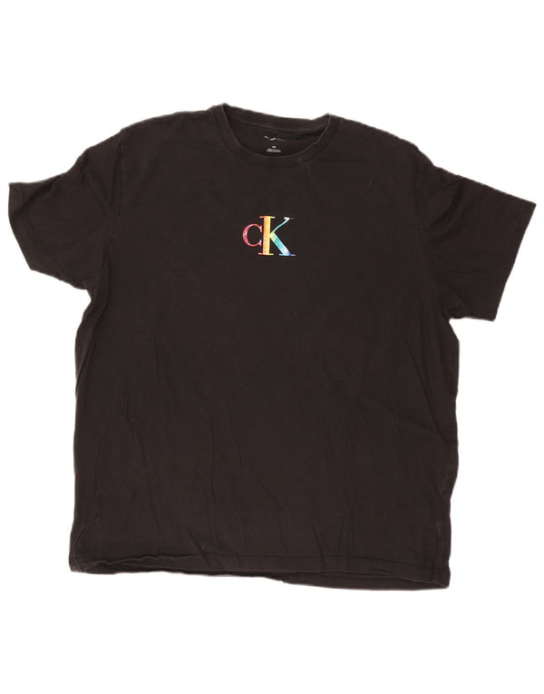 Calvin Klein Jeans Ανδρικό γραφικό T-Shirt Top Large Μαύρο