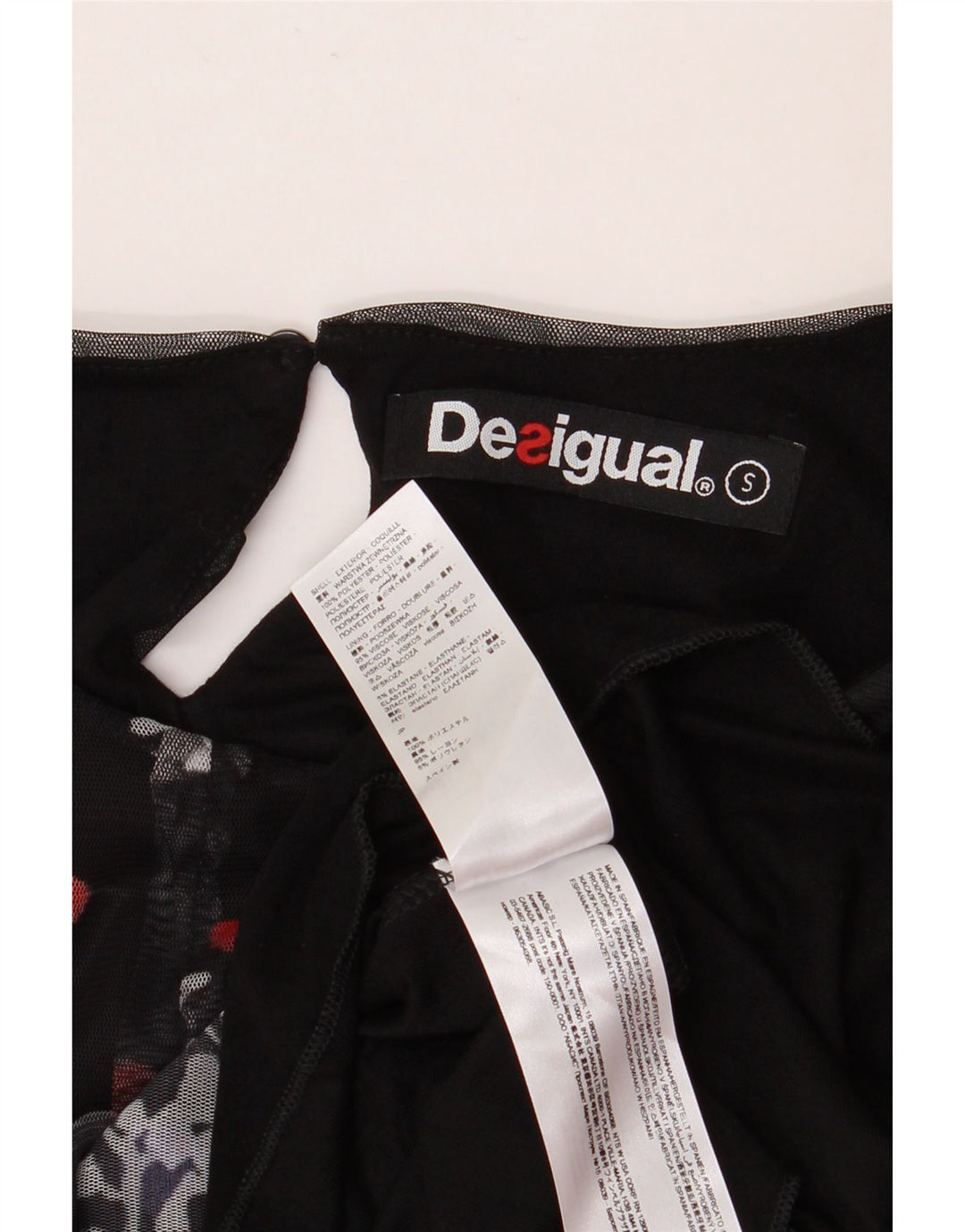 Desigual Γυναικεία Longline Μπλούζα Top UK 10 Small Black Floral Polyester