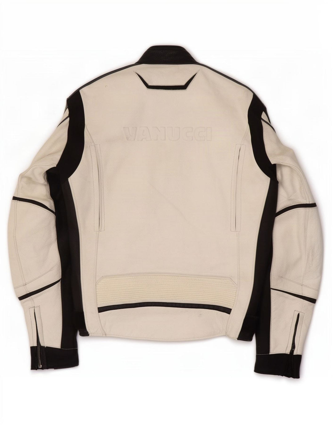 Vanucci Ανδρικό γραφικό δερμάτινο μπουφάν Racer EU 48 Small White Colourblock
