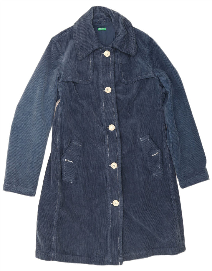 Benetton Γυναικείο Κοτλέ Παλτό IT 44 Medium Navy Blue Cotton