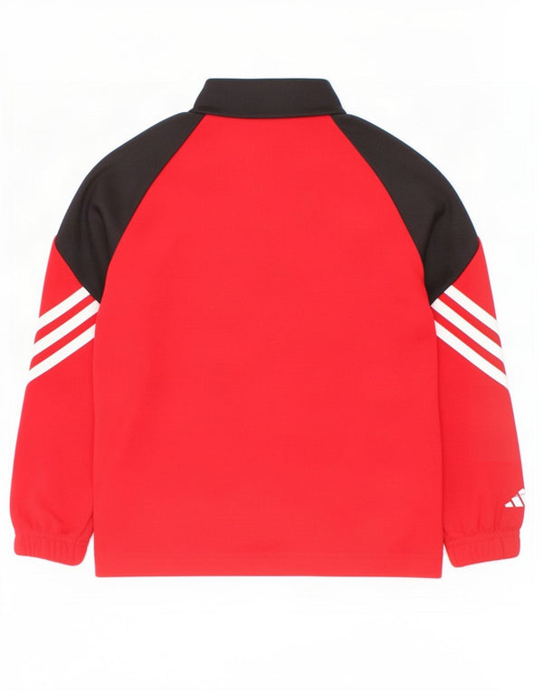 Adidas Boys αθλητική φόρμα πουλόβερ με φερμουάρ 5-6 ετών XS Red Colourblock