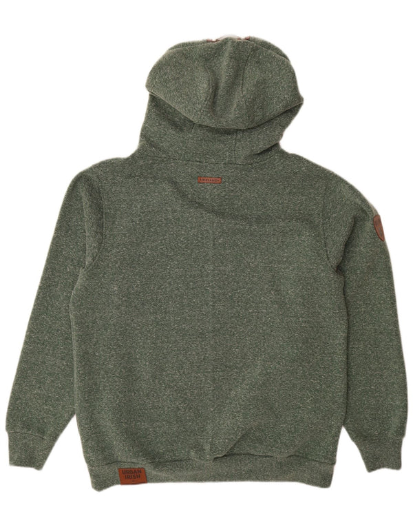 URBAN IRISH Mens Hoodie Jumper XL Green Flecked Cotton