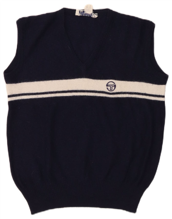 SERGIO TACCHINI Γυναικείο γιλέκο Tank Top UK 14 Medium Navy Blue ριγέ μαλλί