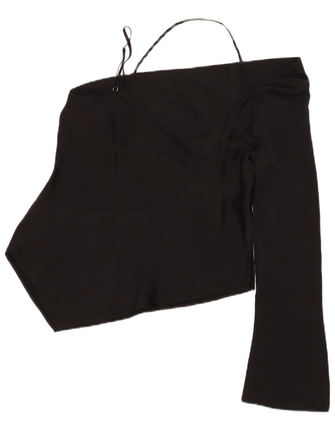 Topshop Γυναικείο Asymmetric One Shoulder Top UK 12 Medium Black Polyester