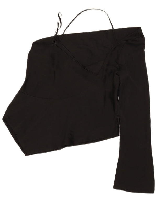 Topshop Γυναικείο Asymmetric One Shoulder Top UK 12 Medium Black Polyester
