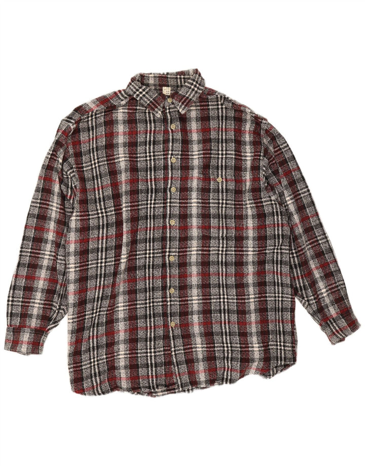 Vintage ανδρικό φανελένιο πουκάμισο 16 1/2 Large Grey Check Cotton
