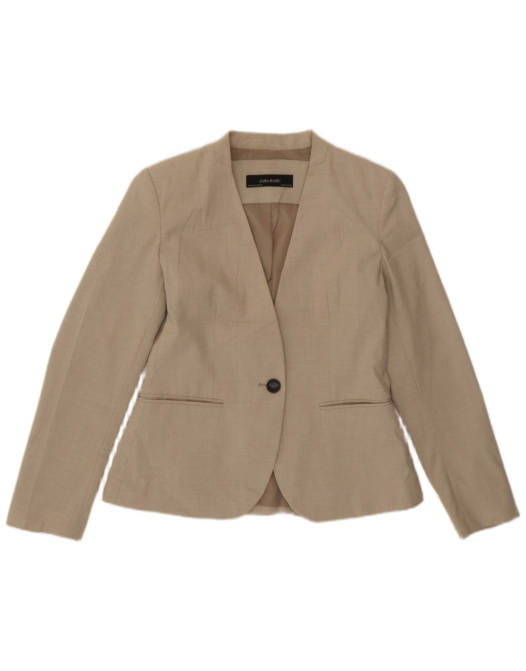 Zara Γυναικείο μπουφάν σακάκι με 1 κουμπί EU 38 Small Beige Houndstooth