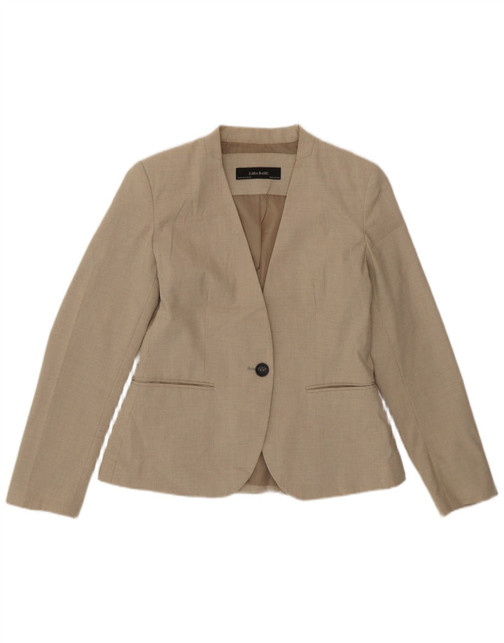 Zara Γυναικείο μπουφάν σακάκι με 1 κουμπί EU 38 Small Beige Houndstooth