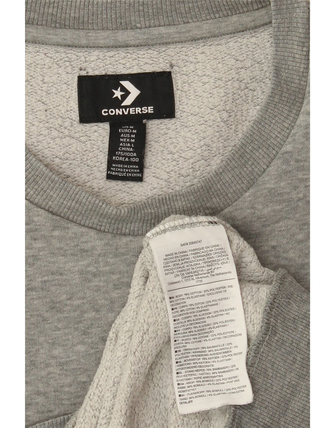 Ανδρικό φούτερ CONVERSE Jumper Μεσαίο γκρι βαμβακερό