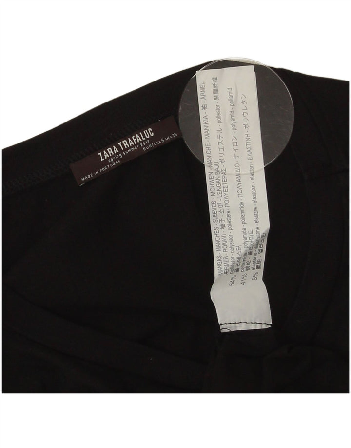 Zara Γυναικείο Graphic Tunic Top UK 10 Small Black Polyester