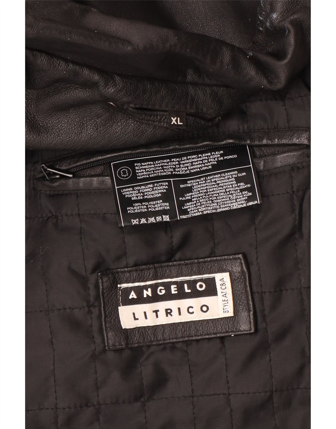 Angelo Litrico Ανδρικό Δερμάτινο Μπουφάν UK 42 XL Μαύρο Δερμάτινο