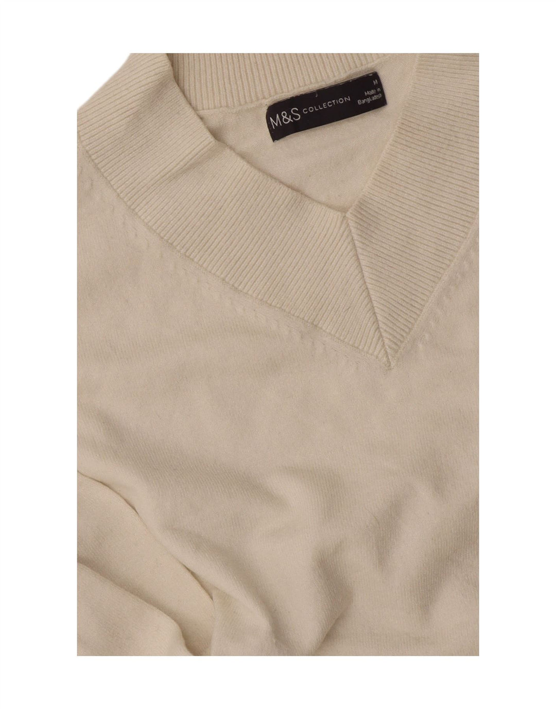 Marks & Spencer Γυναικείο πουλόβερ με V λαιμόκοψη UK 14 Medium Off White