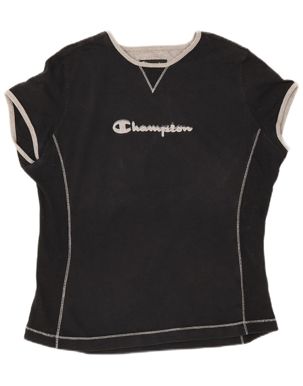 Champion Γυναικείο T-Shirt Top UK 18 XL Μαύρο βαμβακερό