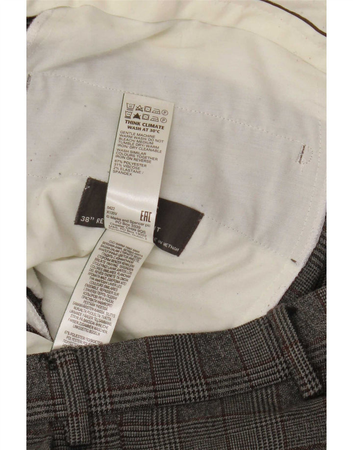 Ανδρικό παντελόνι με κανονική εφαρμογή Marks & Spencer W38 L31 Grey Check Polyester