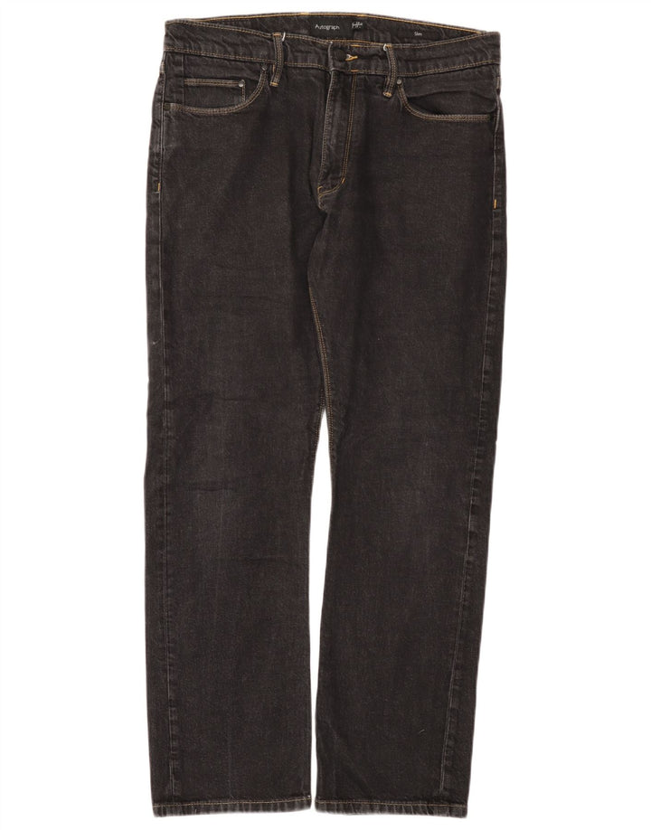 Marks & Spencer Ανδρικό Autograph Slim Jeans W34 L31 Μαύρο βαμβακερό