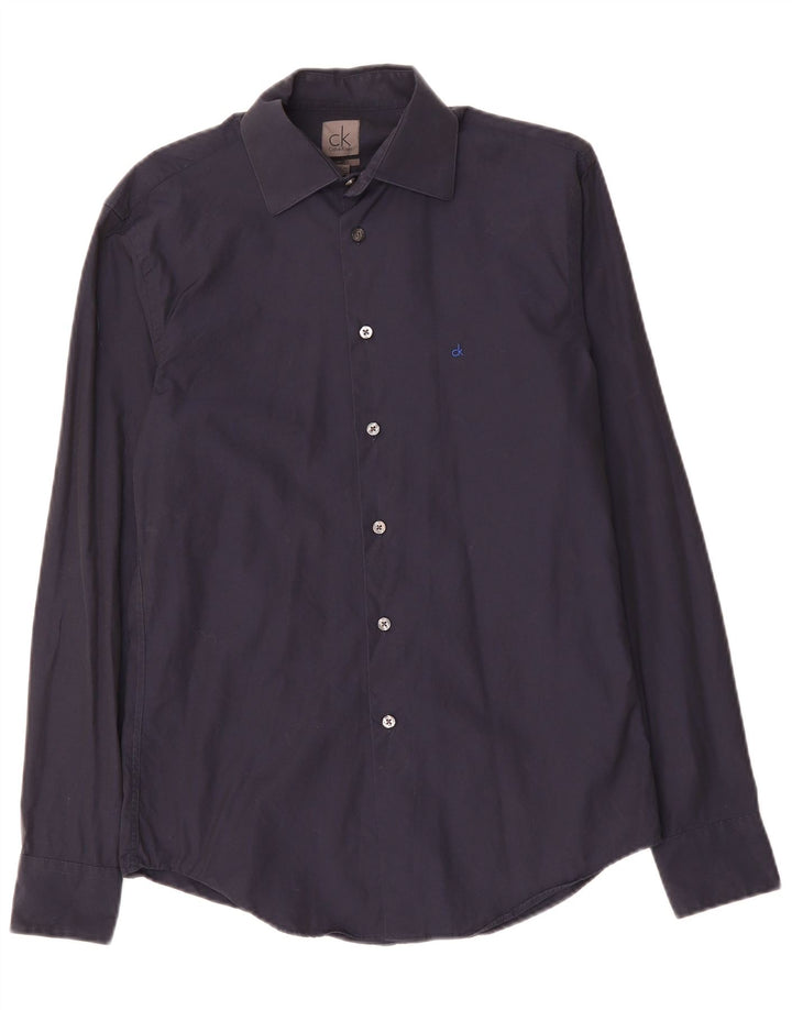 CALVIN KLEIN Ανδρικό πουκάμισο Slim Fit Μικρό Navy Blue βαμβακερό