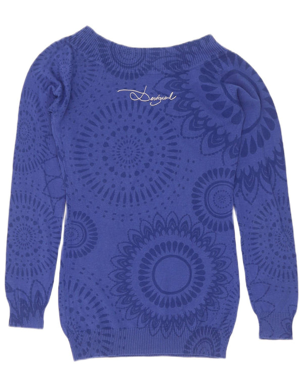 Desigual γυναικείο πουλόβερ με λαιμόκαυστο UK 8 Small Navy Blue Paisley