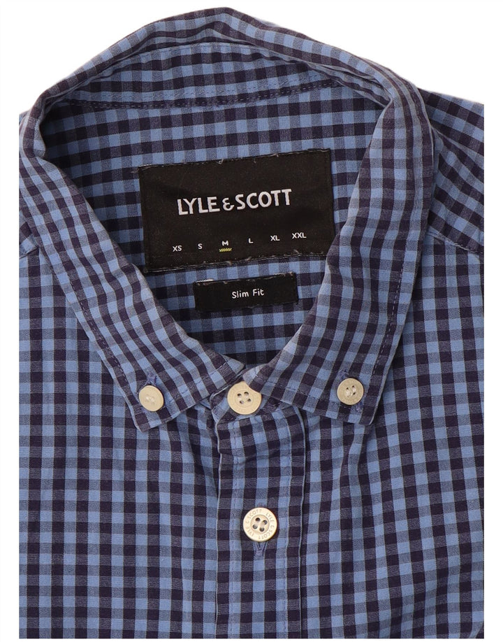 Lyle & Scott Ανδρικό πουκάμισο με λεπτή εφαρμογή με μεσαίο μπλε Gingham