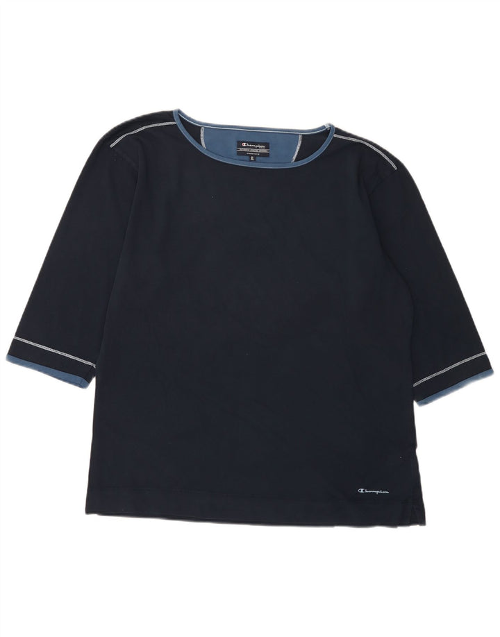 Champion Womens Top 3/4 Sleeve UK 18 XL Navy Blue Cotton