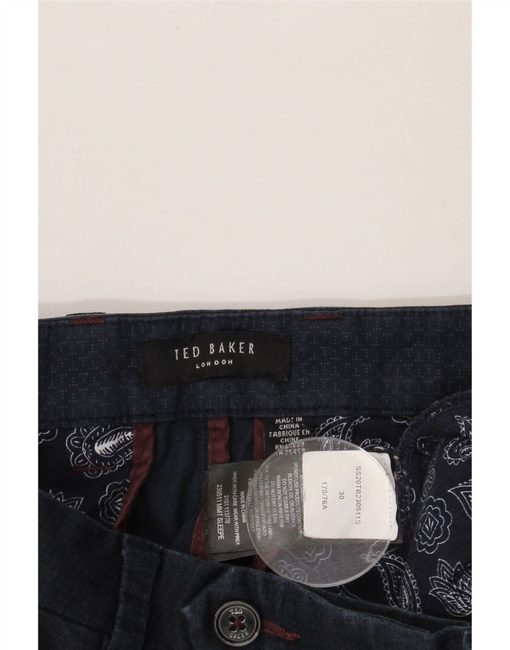 Ted Baker Ανδρικό Slim Suit Παντελόνι W30 L29 Navy Blue από βαμβάκι