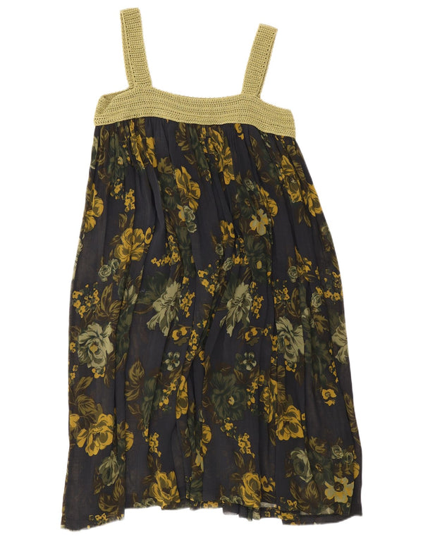 Vintage Γυναικείο Sundress UK 8 Small Navy Blue Floral