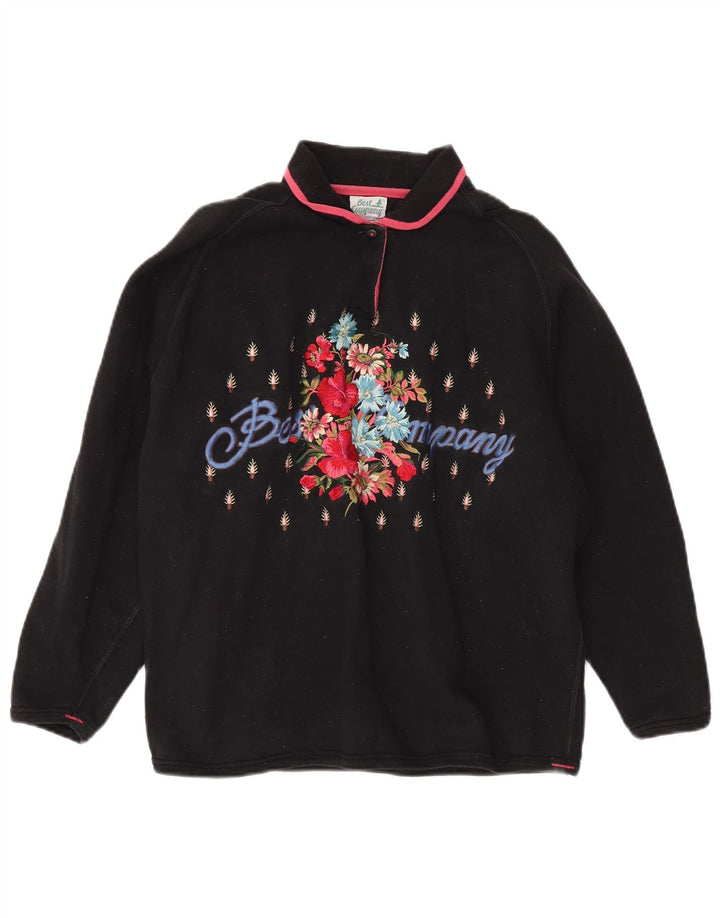 ΚΑΛΥΤΕΡΗ ΕΤΑΙΡΕΙΑ Γυναικεία υπερμεγέθη γραφική φούτερ Jumper UK 16 Large Black