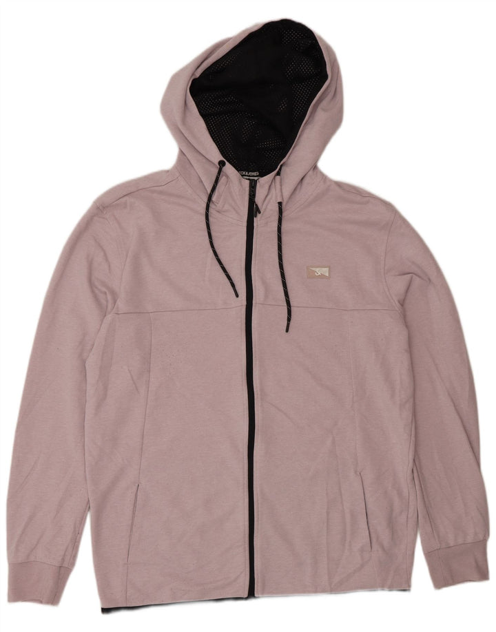 Jack & Jones Ανδρικό πουλόβερ με φερμουάρ με κουκούλα μεγάλο ροζ πολυεστέρα