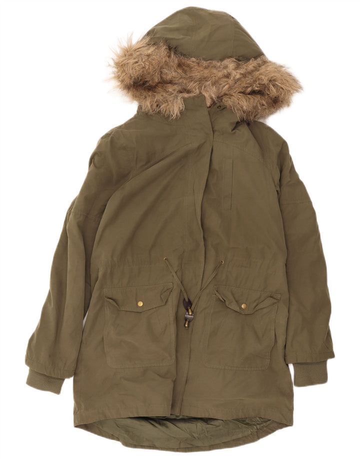 Γυναικείο Oasis Hooded Sherpa Parka Jacket UK 14 Medium Green Polyester