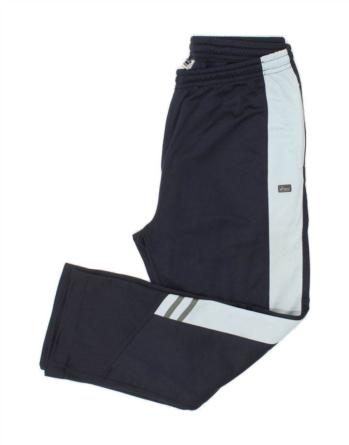 ASICS Womens Tracksuit Trousers XL Navy Blue Colourblock Polyester Vintage Asics and Second-Hand Asics from Messina Hembry 