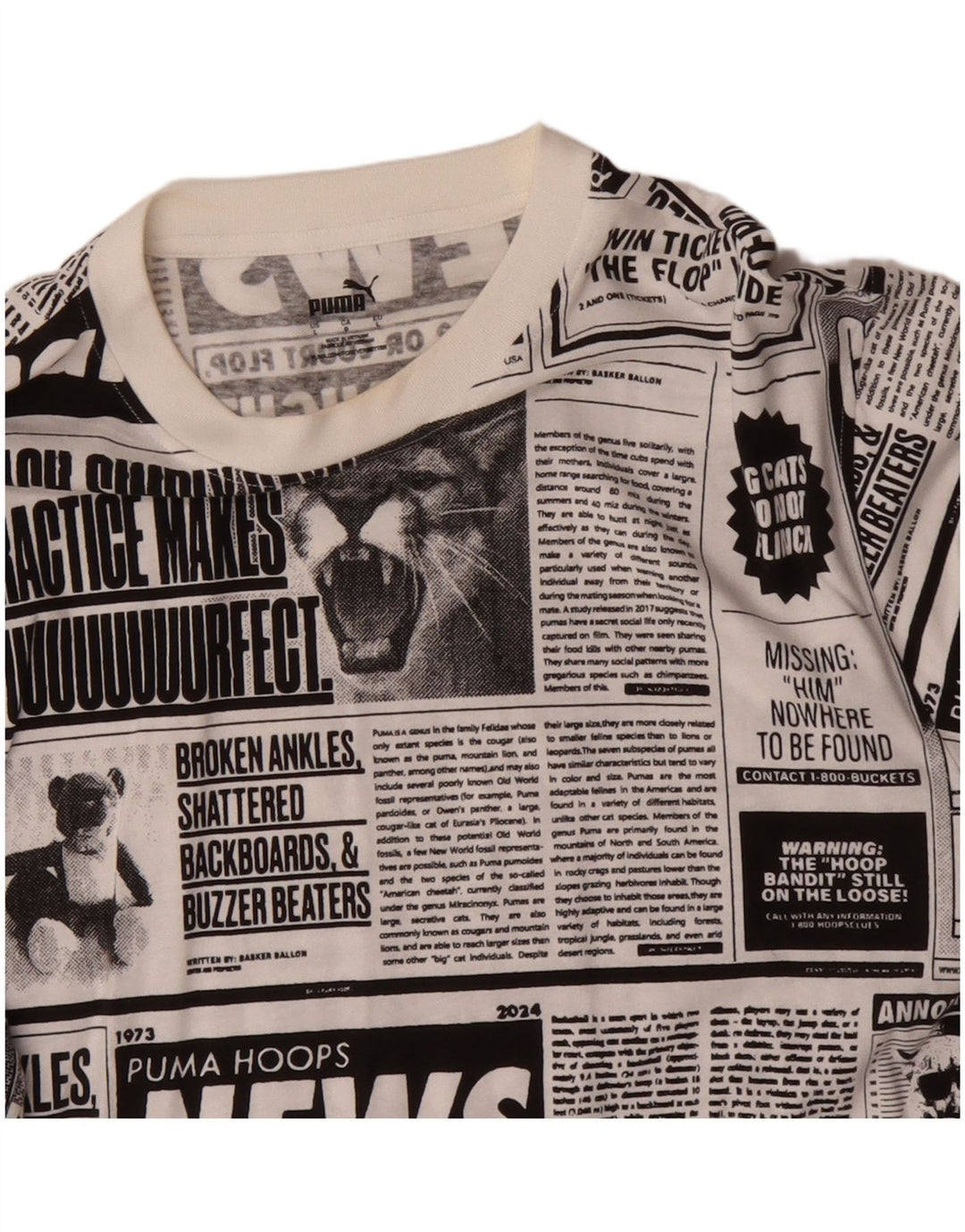 Ανδρική εφημερίδα Puma Graphic Top Μακρυμάνικο μεγάλο λευκό βαμβακερό