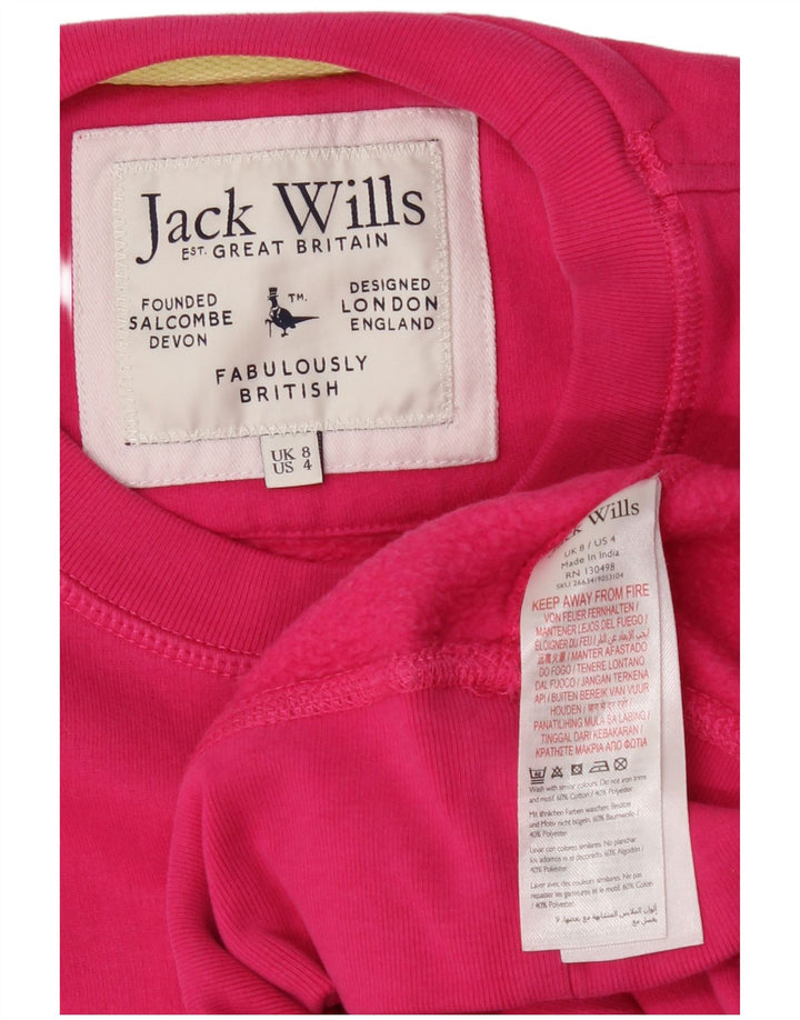 JACK WILLS Womens Oversized Graphic Sweatshirt Jumper UK 8 Small Pink