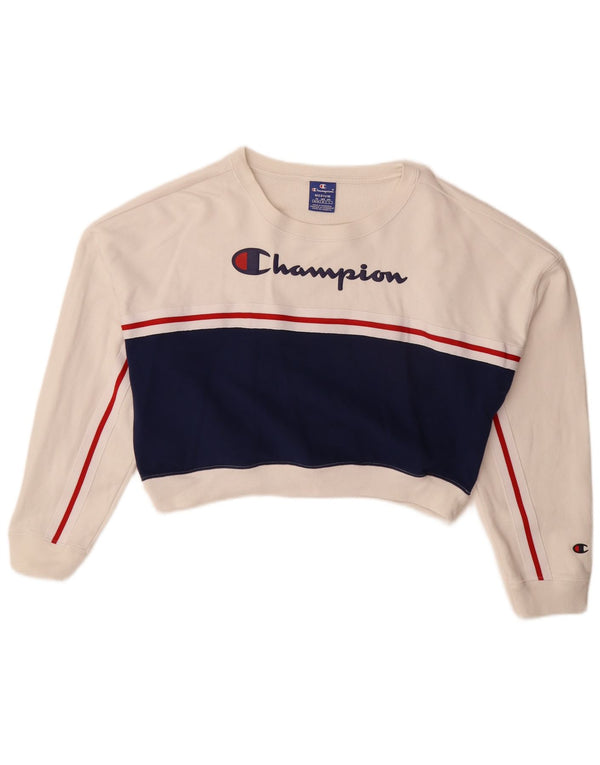 Champion γυναικεία φούτερ Crop Jumper UK 14 Medium White Colourblock