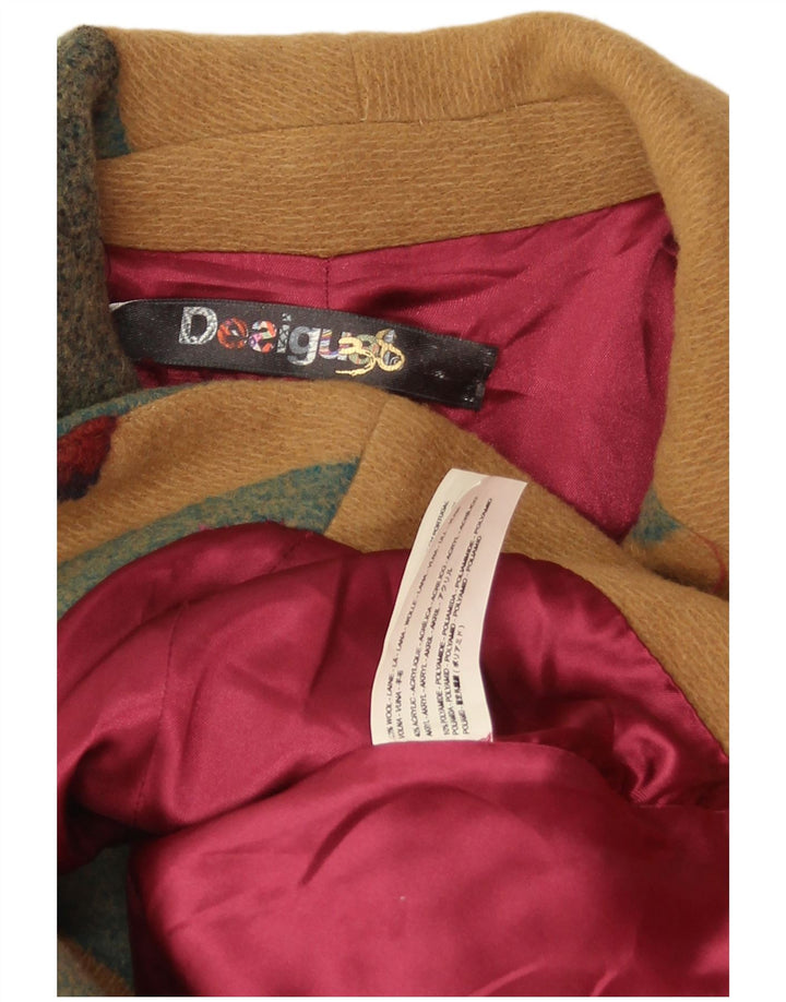 Desigual Γυναικείο μπουφάν blazer 3 κουμπιών UK 8 Small Beige Patchwork