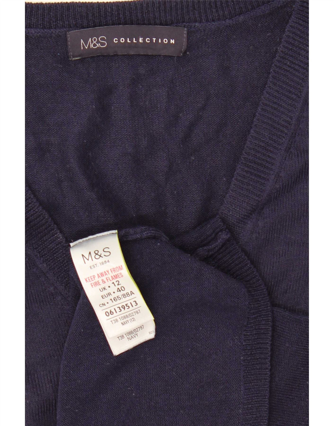 Marks & Spencer Γυναικείο πουλόβερ με λαιμόκοψη σε σχήμα V UK 12 Medium Navy Blue