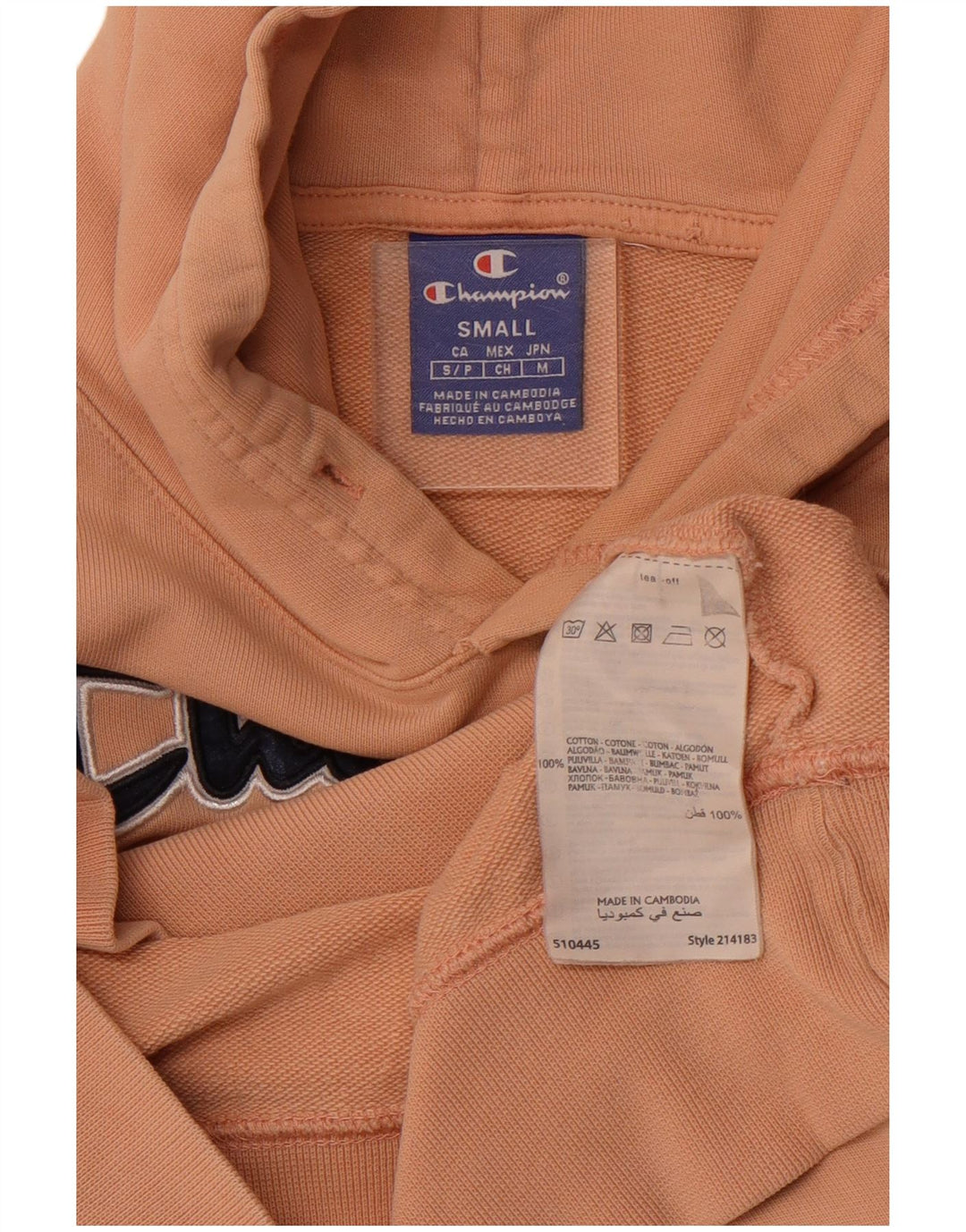 CHAMPION Ανδρικό γραφικό με κουκούλα, μικρό ροζ βαμβακερό