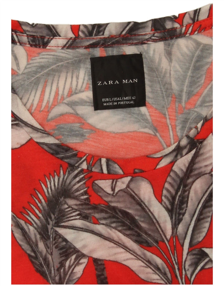 Ανδρικό T-Shirt Zara Τοπ μεγάλο κόκκινο φλοράλ