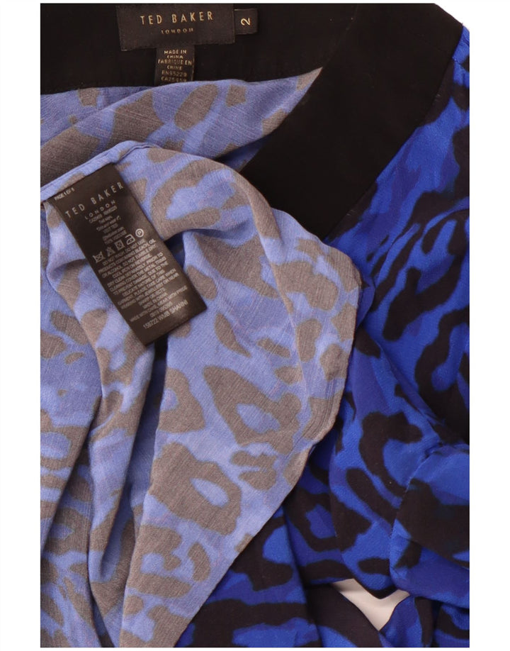 TED BAKER Γυναικεία μακρυμάνικη μπλούζα Top Size 2 Small Blue Animal Print